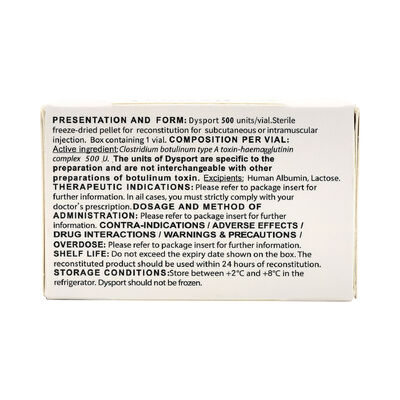 Dysport 500 u Toxina botulínica cuidado de la piel eliminación de arrugas inyección de Botox
