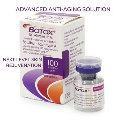 Toxina botulínica blanca en polvo en forma estéril de grado farmacéutico diseñada para uso medicinal, cosmético y terapéutico inyectable